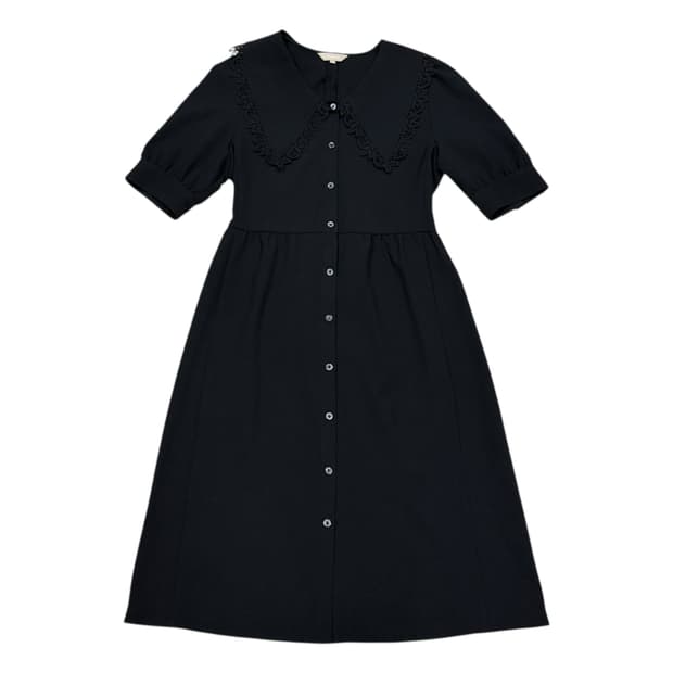 빈폴 레이디스 블랙 레이스 칼라 볼륨 원피스 블랙 S