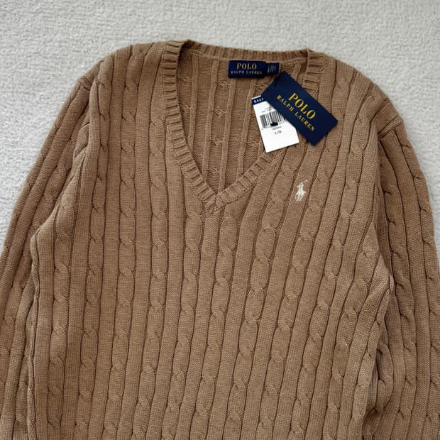 폴로 브라운 케이블 니트
