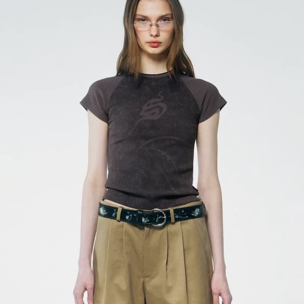 스컬프터 반팔 Brushed Crop Top Black M