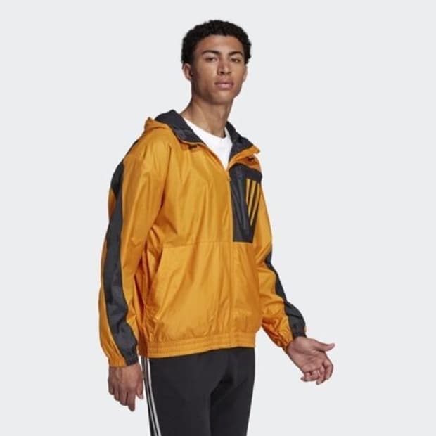 아디다스 윈드브레이커 하이브리드 기모 배색 오렌지 바람막이 L 새상품