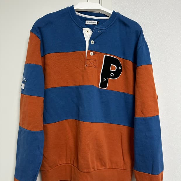 POP TRADING COMPANY 럭비티 블루 오렌지 L 판매