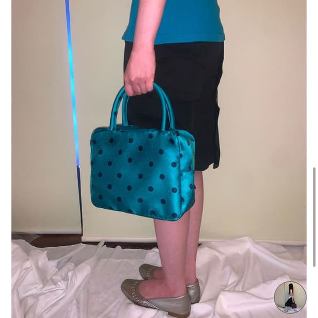 피치바스켓 마켓 폴카 도트백 그린