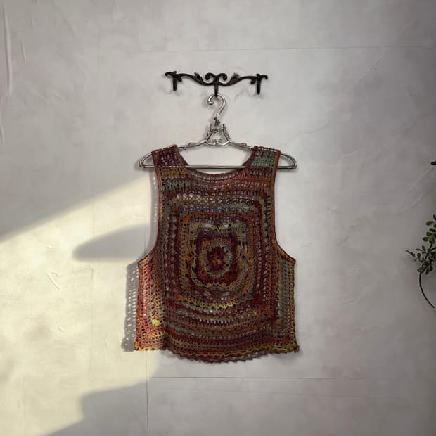 Bohemian mute rainbow crochet sleeveless