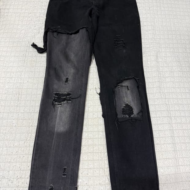 [32] 19aw 라프시몬스 디스트로이드 레이어드 진 흑청