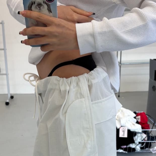 어텐즈 그리드 팬트 grid pants 화이트 새상품