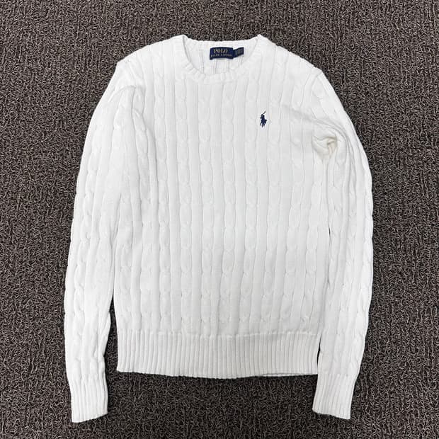 POLO 폴로 랄프로렌 여성 꽈배기 케이블 니트 화이트 S