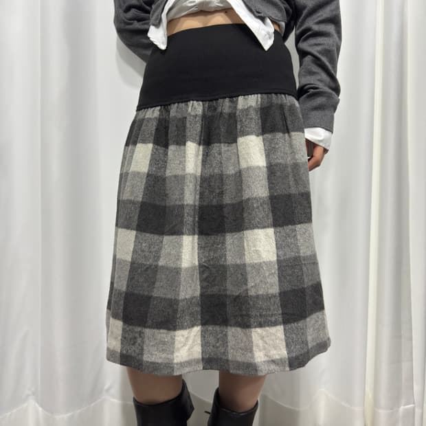 check midi skirt