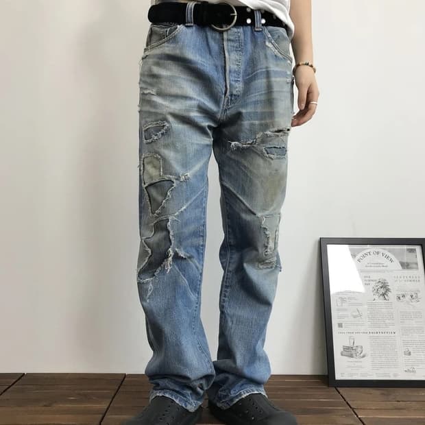 Levis 501 Distressed Denim Pants