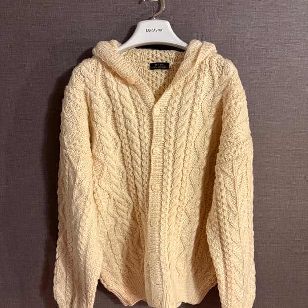 Hamanaka (하마나카) 핸드메이드 아란 케이블 니트 후드 가디건 J
