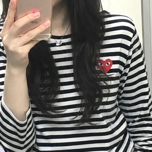 꼼데가르송 스트라이프 롱슬리브 블랙