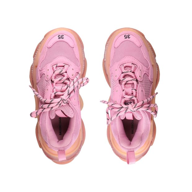 발렌시아가 트리플 S 스니커즈 클리어 솔 핑크 35