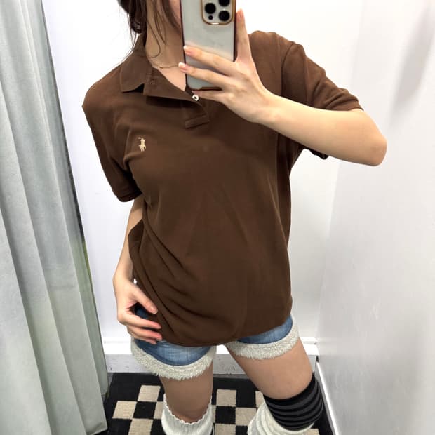 폴로 브라운 커스텀 슬림핏 pk 반팔티셔츠