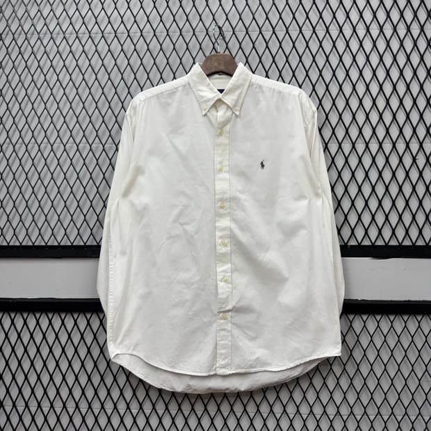 폴로 랄프로렌 솔리드 긴팔 셔츠 브라운 포니 포인트 화이트