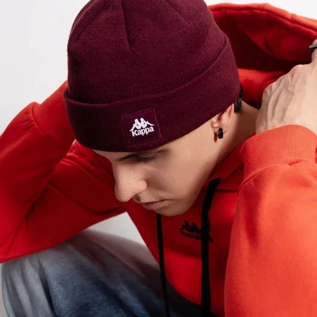 정품) 카파 버건디 골지 비니