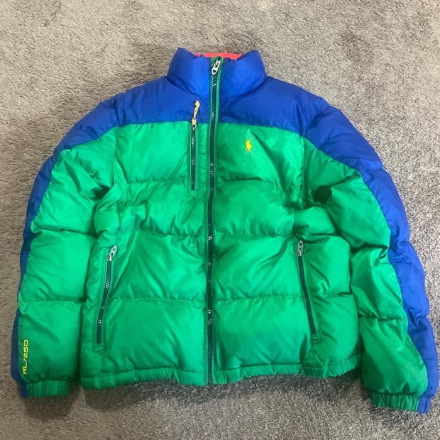 00s 폴로 랄프로렌 RL250 투톤 다운 패딩 자켓 그린/블루