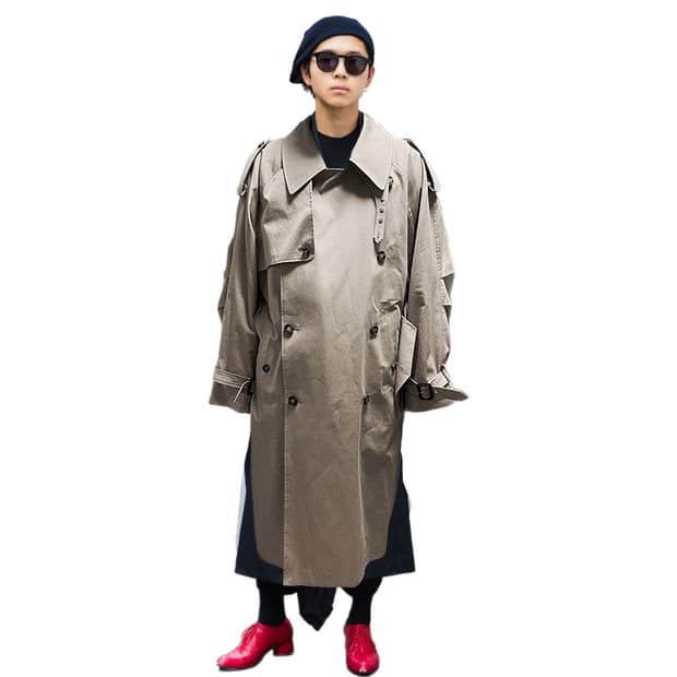 알렌느 베이지컬러 오버핏 트렌치코트