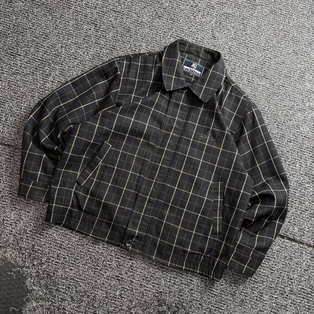 빈티지 아카이브 체크 패턴 블루종 스윙톱 자켓 3646