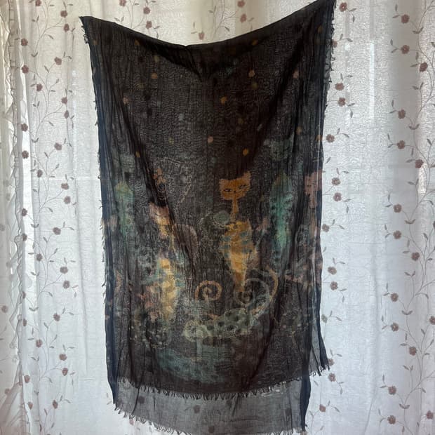 vintage cat 쉬어 스카프