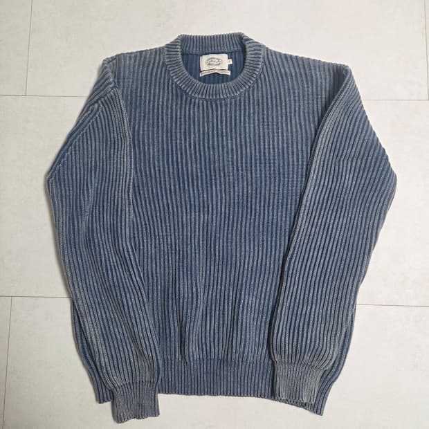 암피스트 에브리데이 워시드 라운드 니트 블루 L