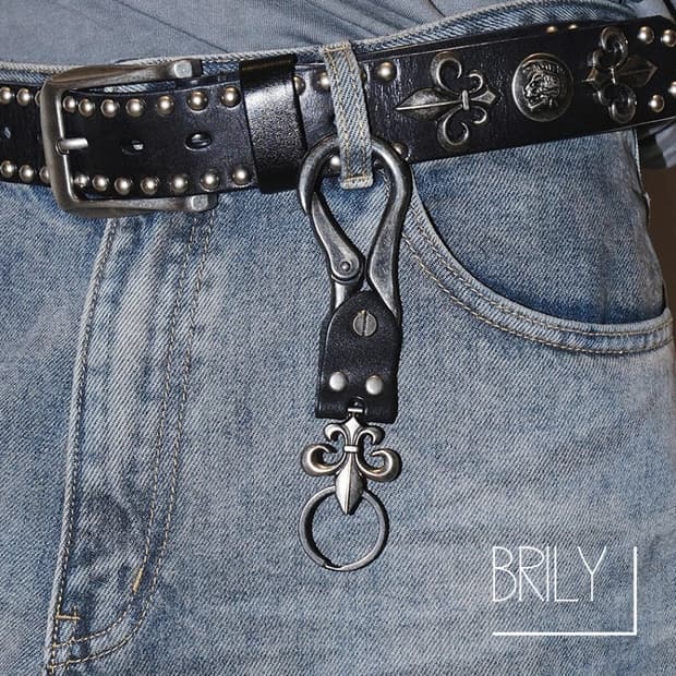 [Unisex] BUCK 크롬 디테일 후크 바지 키링 열쇠고리 블랙