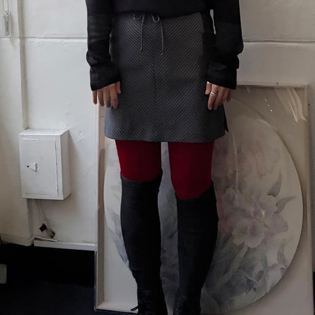 90s USA 핀스트라이프 리본 스커트