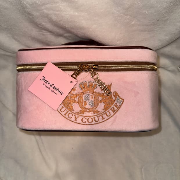 쥬시뀨뛰르 핑크 여행용 파우치 핸들 베이비베어 핀터깔 베메클 빈티지