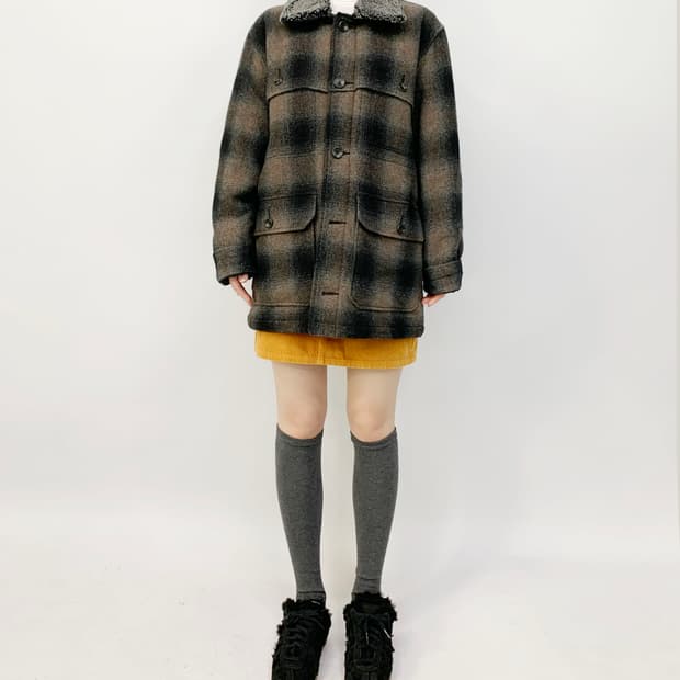 에디 바우어 플란넬 체크 울 자켓