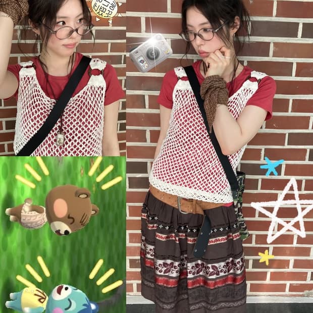홍로사과 모리걸 빈티지 코디세크 3pcs