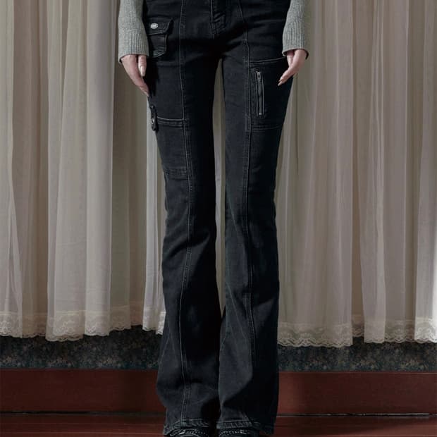 보헴서 bohemseo 사이드포켓 부츠컷 진 딥 그레이 s