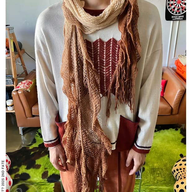 JPN Vintage Mesh Knit Long Muffler Scarf