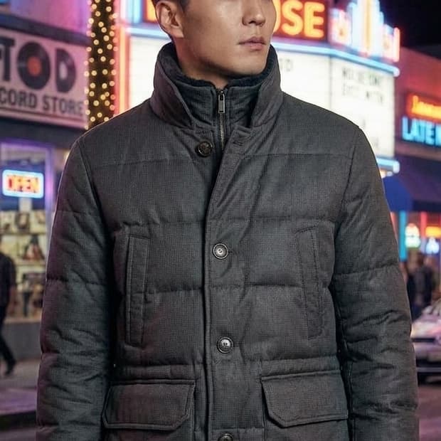 앤드류마크 남성 천연양가죽 구스다운 패딩 코트 (100사이즈)