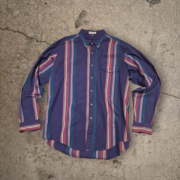 80s 스트라이프 버튼다운 셔츠
