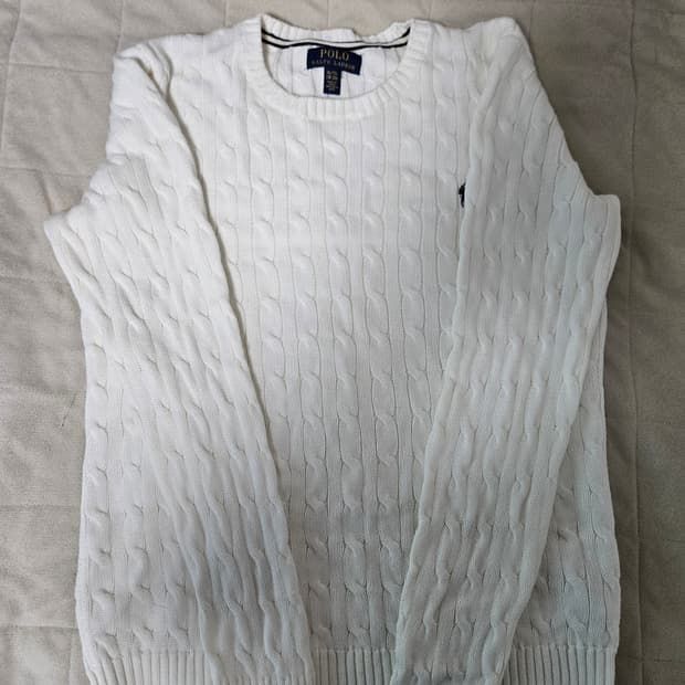 폴로 랄프로렌 화이트 케이블 니트 XL/TG(18-20)