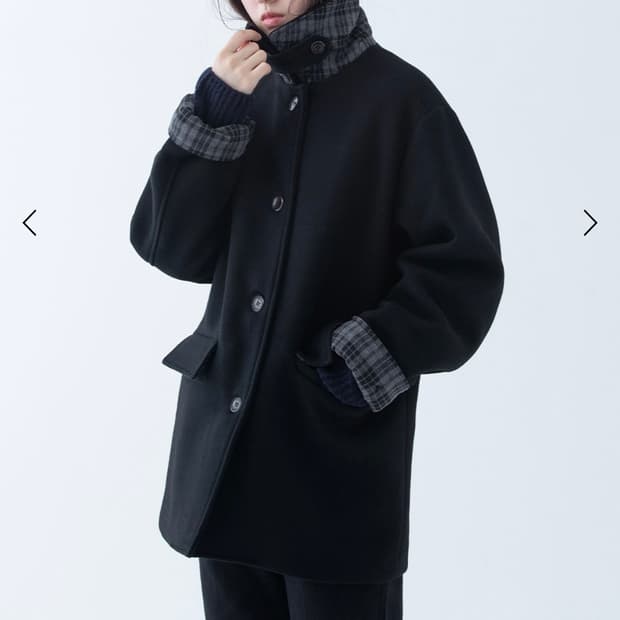 오헤시오 체크 하프 울 코트