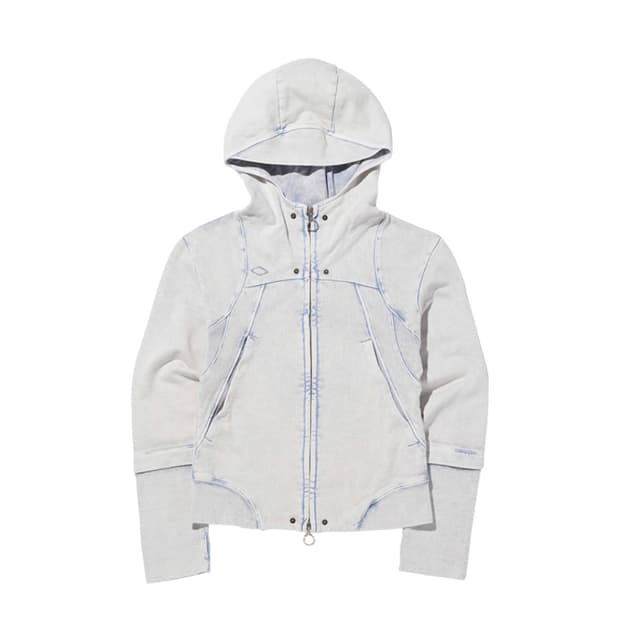 미스치프 롬버스 펀칭 후드집업 블리치드 라이트 블루 M사이즈