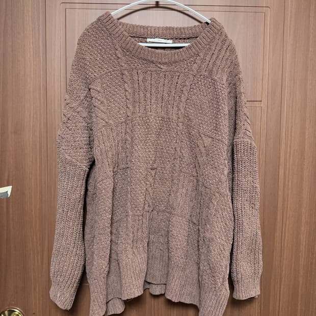 모리걸 하구미 일본 빈티지 케이블 니트 브라운 스웨터