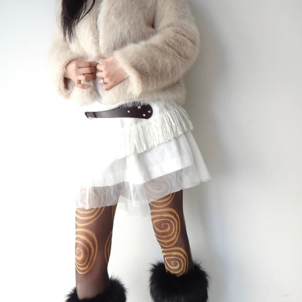 Simple oat fur jacket / ivory