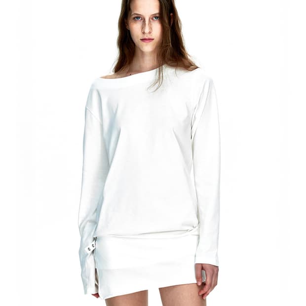 마지셔우드 BOATNECK WRAP LONG SLEEVE WHITE