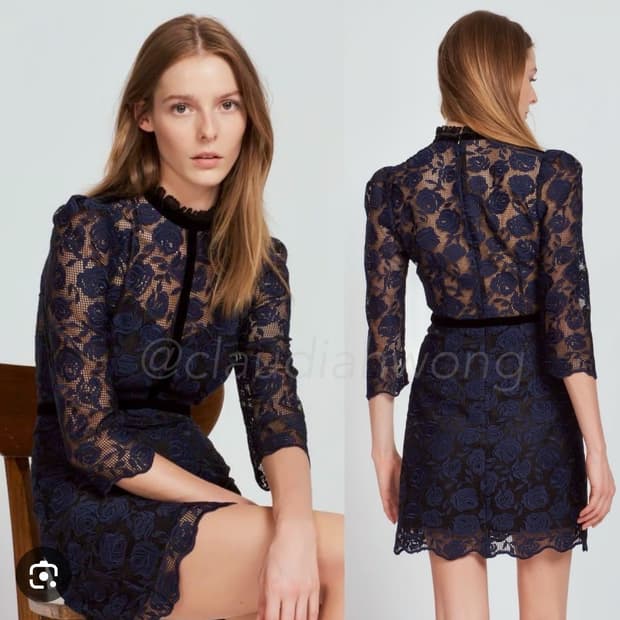 산드로 로즈 패턴 레이스 원피스 1사이즈