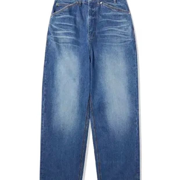 (S) stu 엠보 와이드 데님 팬츠 미드블루 초판