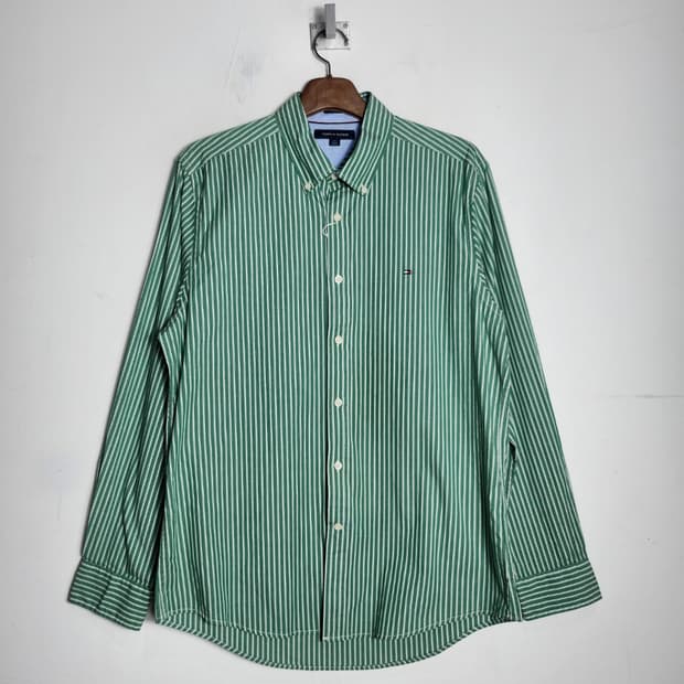 타미힐피거 그린 스트라이프 셔츠