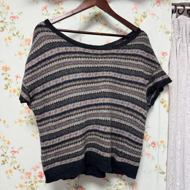 딥 유넥 반팔 니트