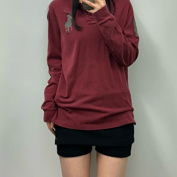 폴로 랄프로렌 빅포니 버건디 긴팔 카라티