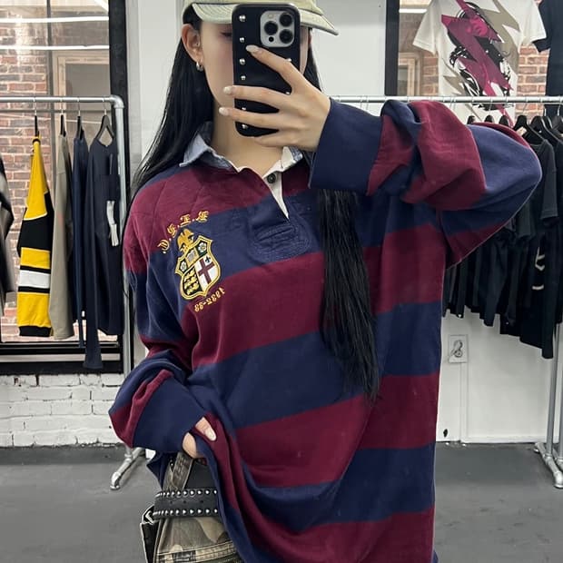 폴로 랄프로렌 스트라이프 덕비 롱슬리브