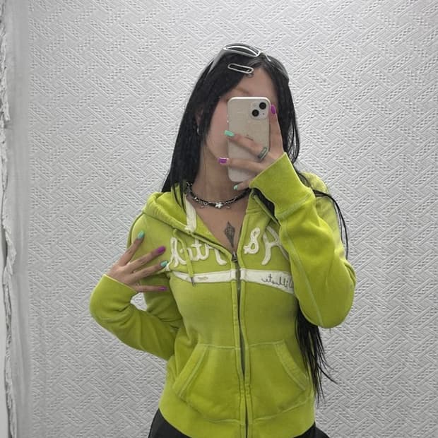 아베크롬비 Y2K 라임그린 기모 후드집업 L C06853