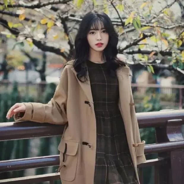 밀크코코아 라이딩 후드 베이지 버클 떡볶이 더플 코트