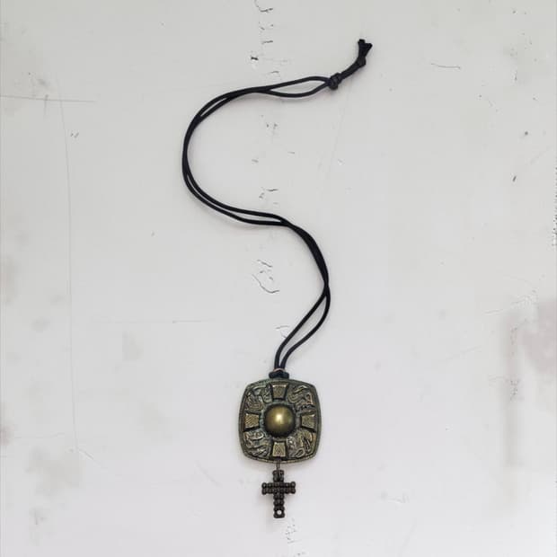 Oxidized metallic cross pendant necklace