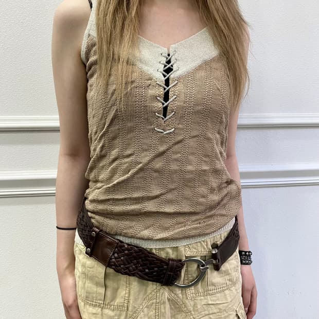 [MICHEL KLEIN] 00’s Lace-Up Sleeveless