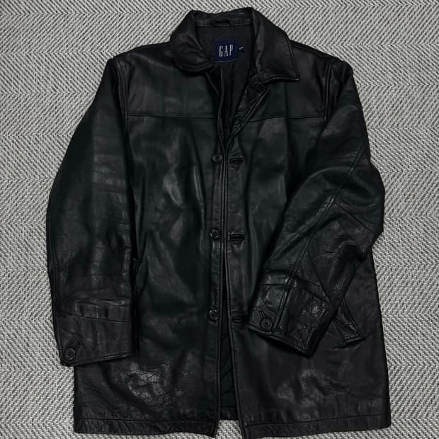 올드 갭 레더 빈티지 카 코트 블랙 M사이즈