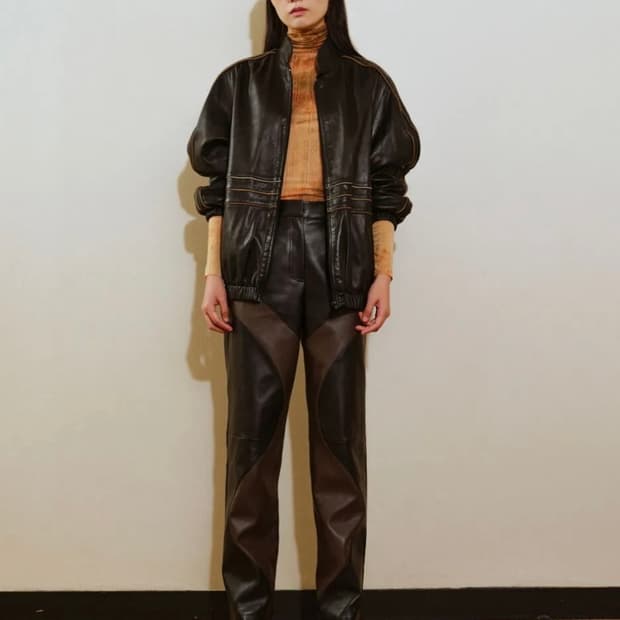 코스모스 인양 패턴 레더 팬츠 yin-yang patter leather